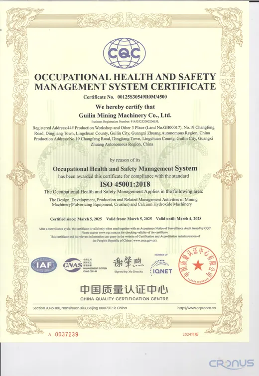 ISO 45001 occupational health and safety certificate